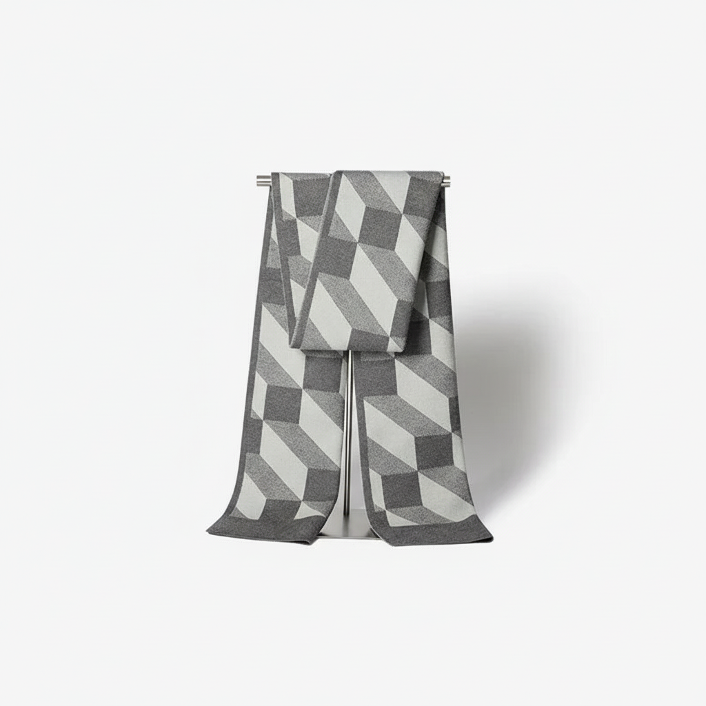 Grey men's wool blend winter scarf, an essential accessory for combating cold weather with style and comfort.
