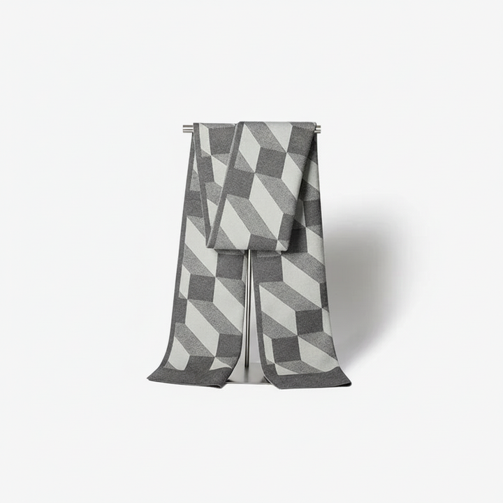 Grey men's wool blend winter scarf, an essential accessory for combating cold weather with style and comfort.