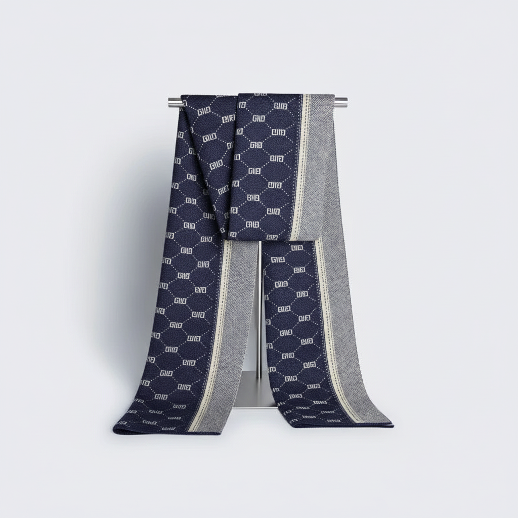 Men's elegant wool blend winter scarf, perfect for business casual and adding a sophisticated layer in cold weather.