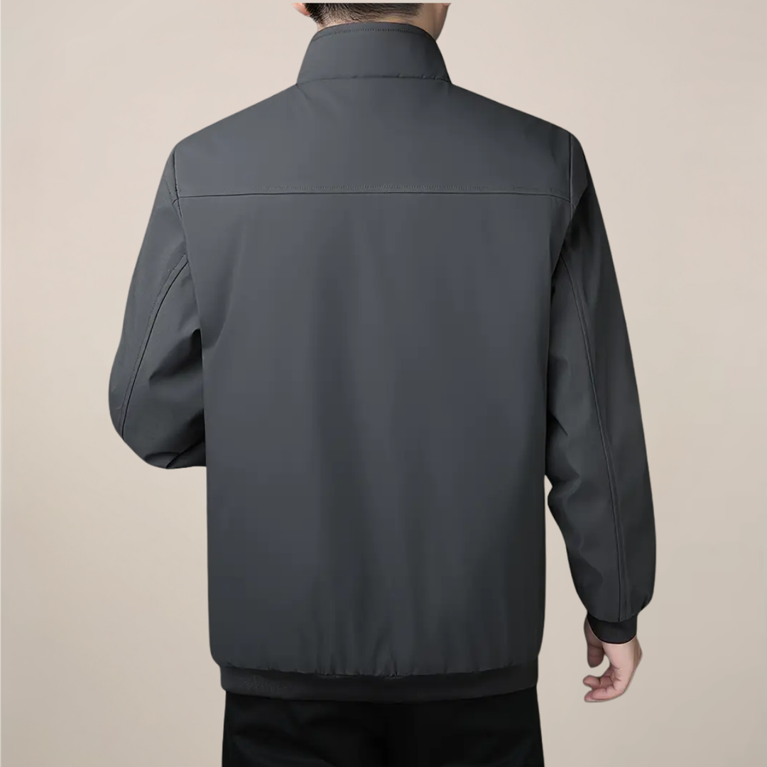 Casual men's zip-up winter coat with stand collar, warm & comfortable for everyday fall fashion.