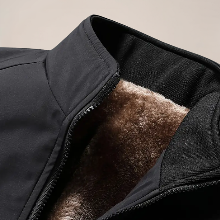 Durable men's everyday jacket, a warm zip-up winter coat with stand collar for casual wear.