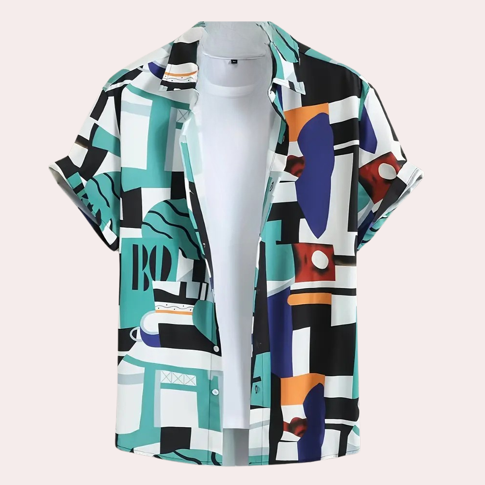 Men's Waruka casual shirt with a bold, unique design. Stylish long-sleeve button-down for trendy everyday wear.