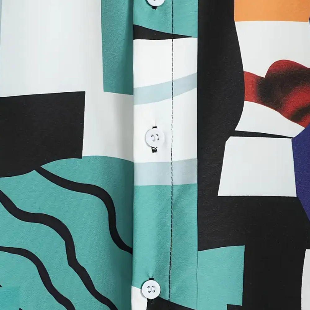 Hip Waruka men's stylish casual shirt with a bold, unique design. Comfortable long-sleeve button-down top.
