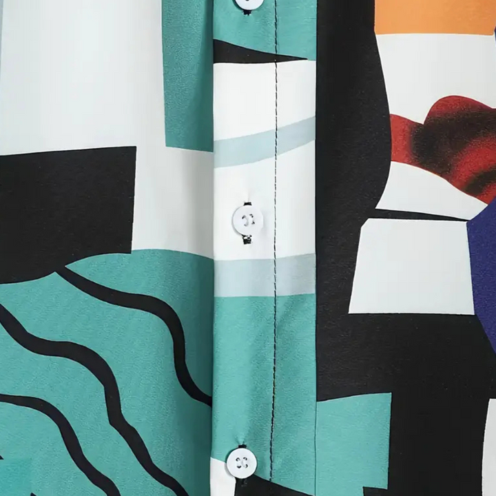Hip Waruka men's stylish casual shirt with a bold, unique design. Comfortable long-sleeve button-down top.