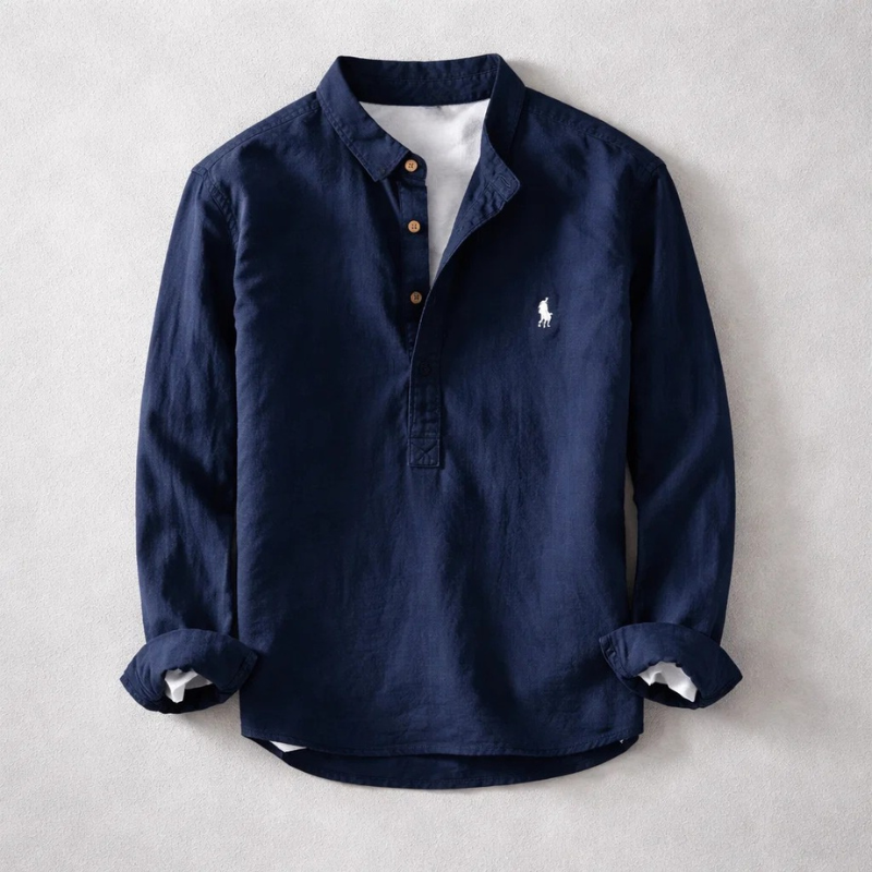 Men's washed button-down long-sleeve shirt, perfect for casual spring & summer wear.