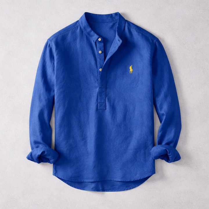 Stylish men's washed button-down shirt, great for casual spring fashion or smart-casual wear.