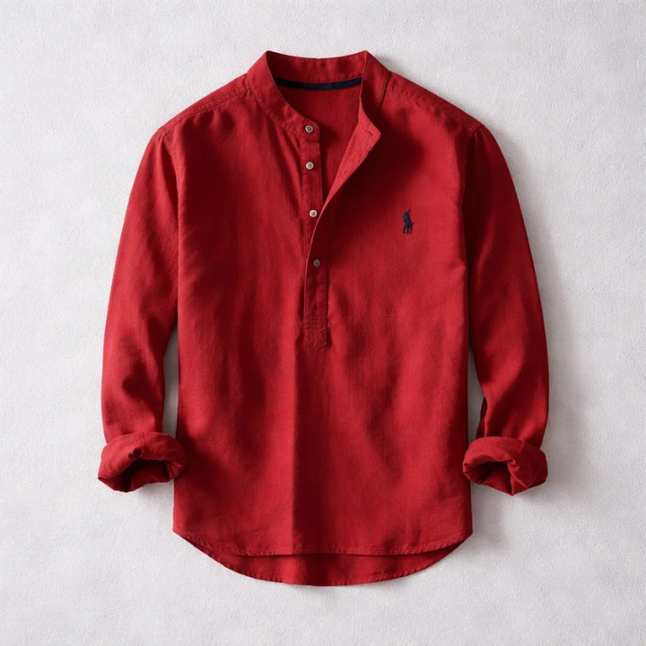 Soft washed men's long-sleeve shirt, a comfortable button-down for everyday spring/summer style.