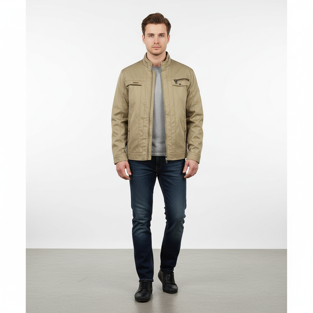 Retro style men's water-repellent field jacket with multi-pockets, ideal for outerwear