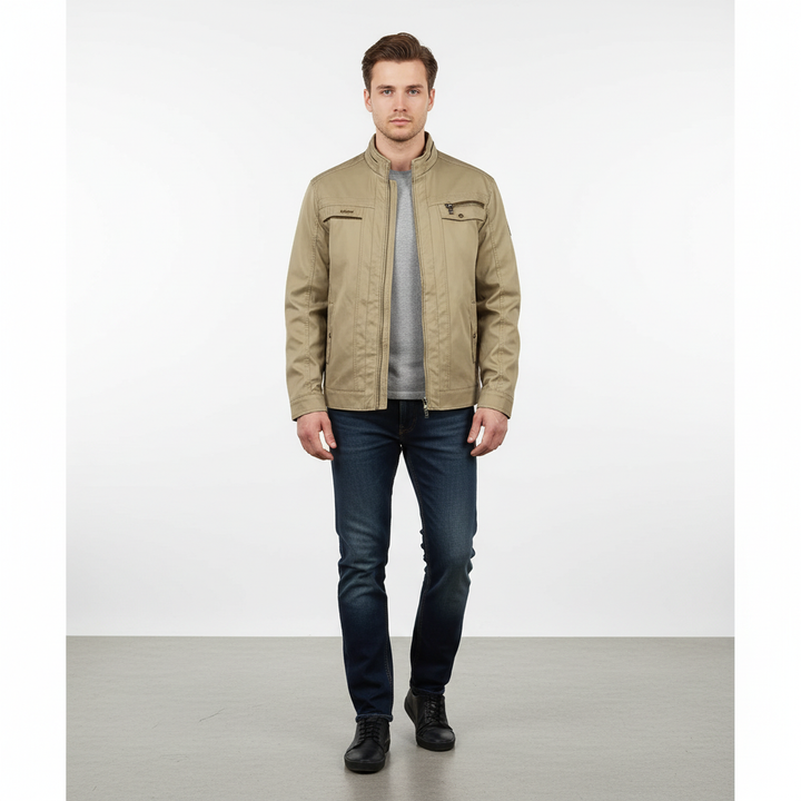 Retro style men's water-repellent field jacket with multi-pockets, ideal for outerwear