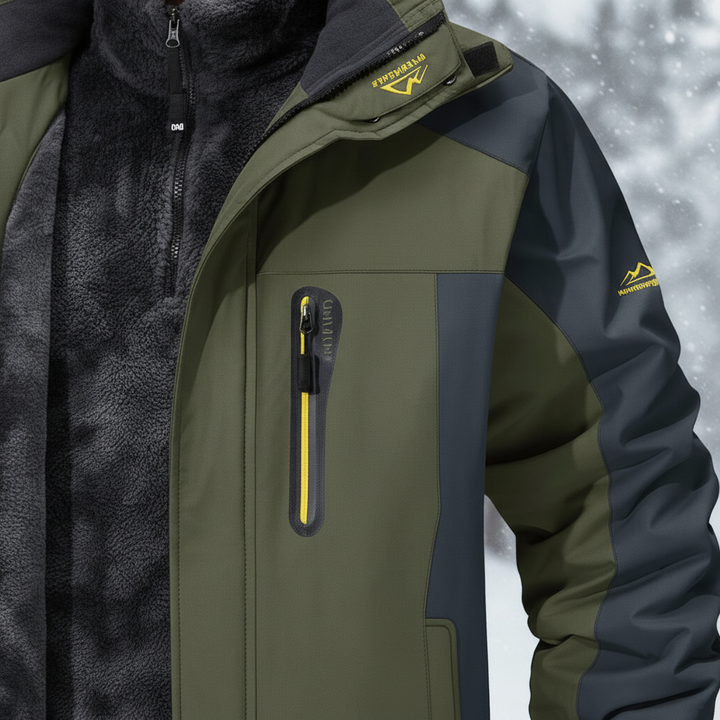Durable men's outerwear, a water-repellent winter jacket with insulation