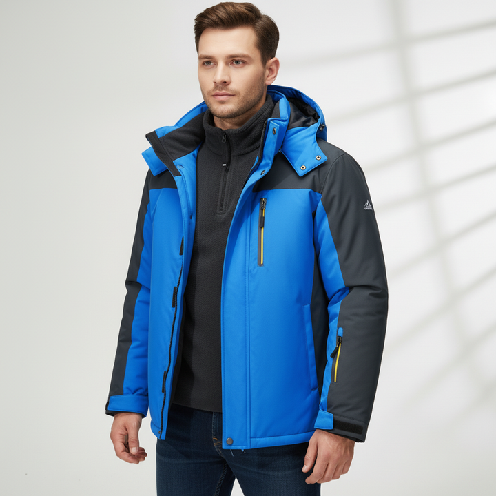 Cold weather men's jacket, water-repellent and insulated for ultimate warmth