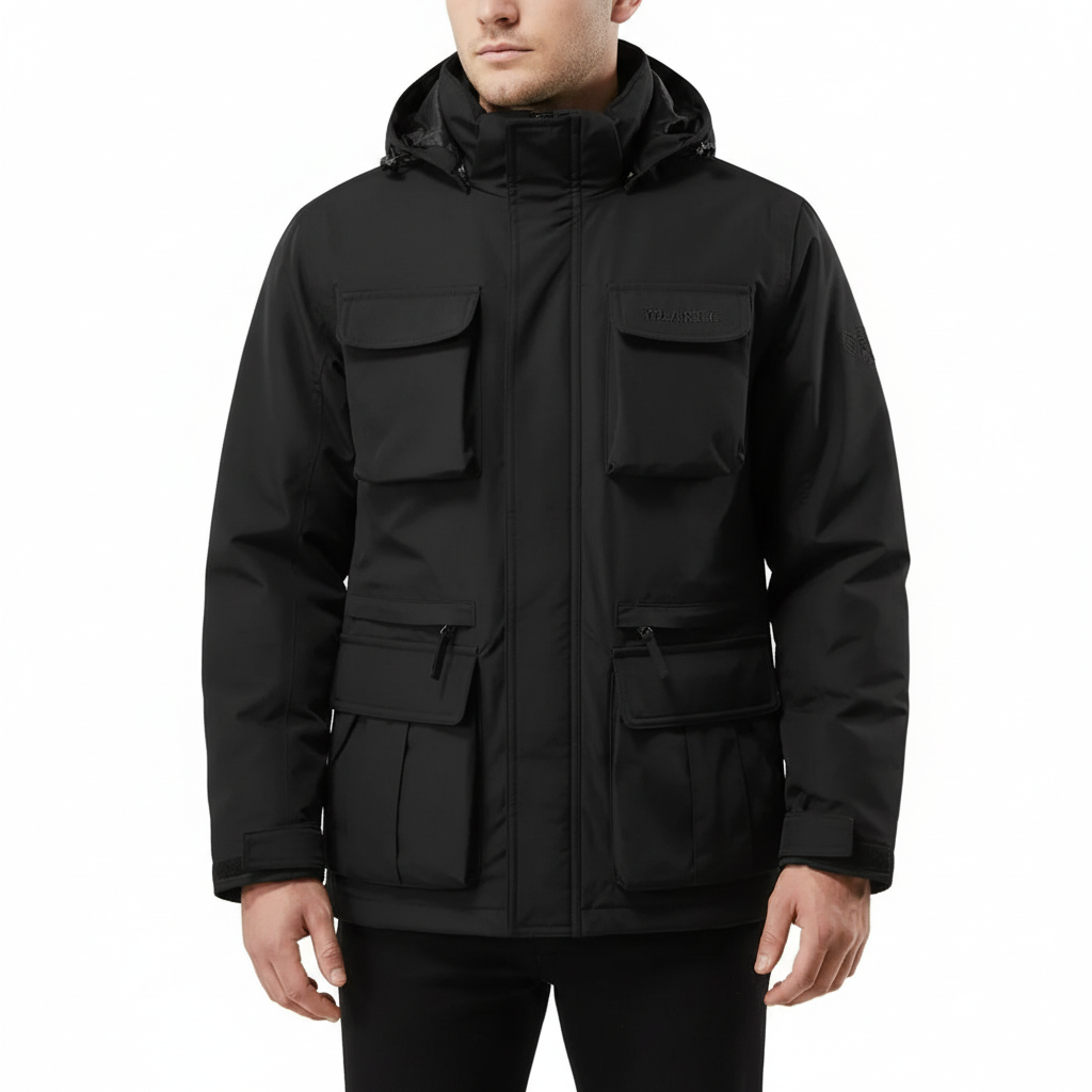 Stylish men's water-repellent jacket, perfect for outdoor activities & everyday wear, breathable.