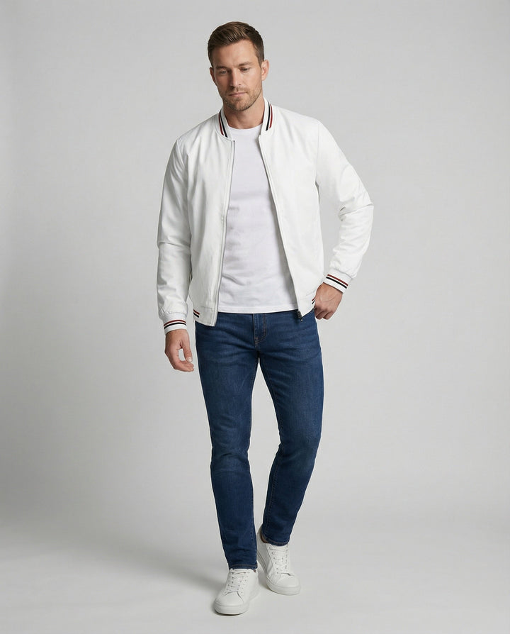 Men's water-repellent transition jacket with stand-up collar. Perfect for spring & fall casual wear.