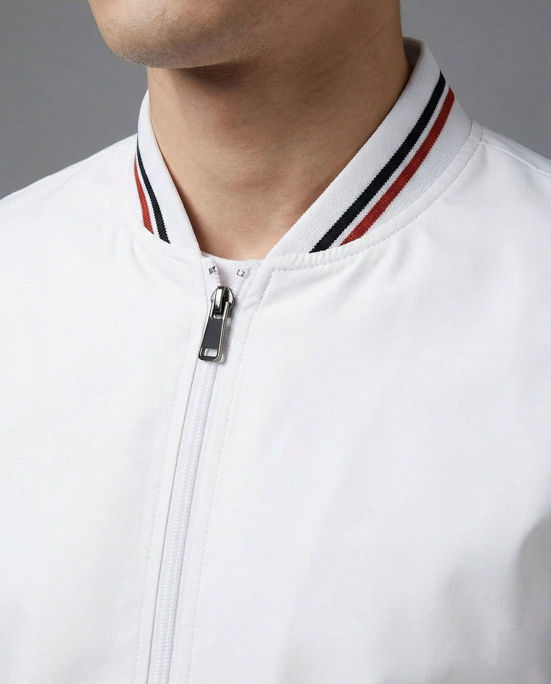 Stylish men's spring/fall jacket. Water-repellent fabric & stand-up collar. Ideal casual apparel.