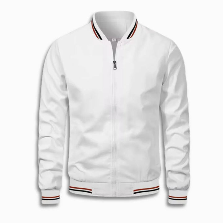 Lightweight men's transition jacket in black. Features water-repellent finish and a modern stand-up collar.