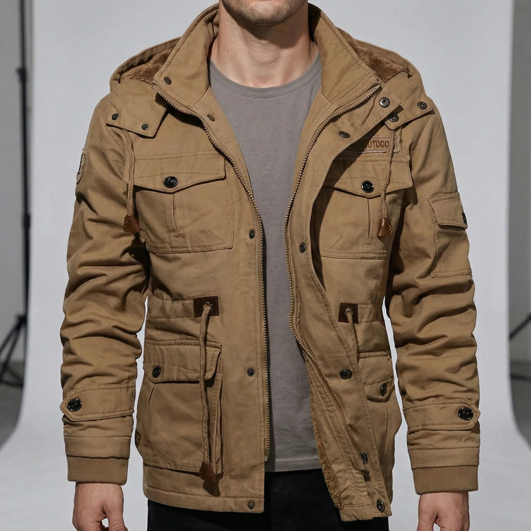 Casual men's water-resistant parka, perfect for layering. Stylish everyday outerwear, great for fall & winter travel.