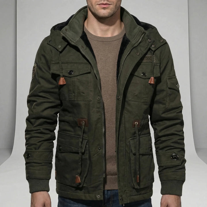 Durable men's everyday parka, water-resistant and windproof. Essential fall/winter coat for various outdoor activities.