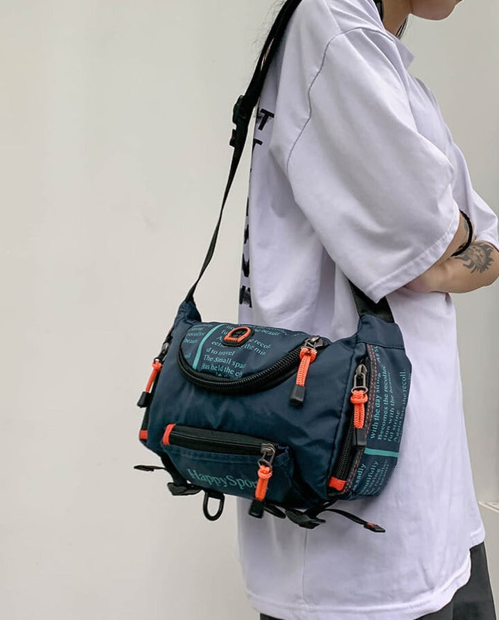 Versatile men's multi-way travel pack, worn as a sling, waist, or cross-body bag.