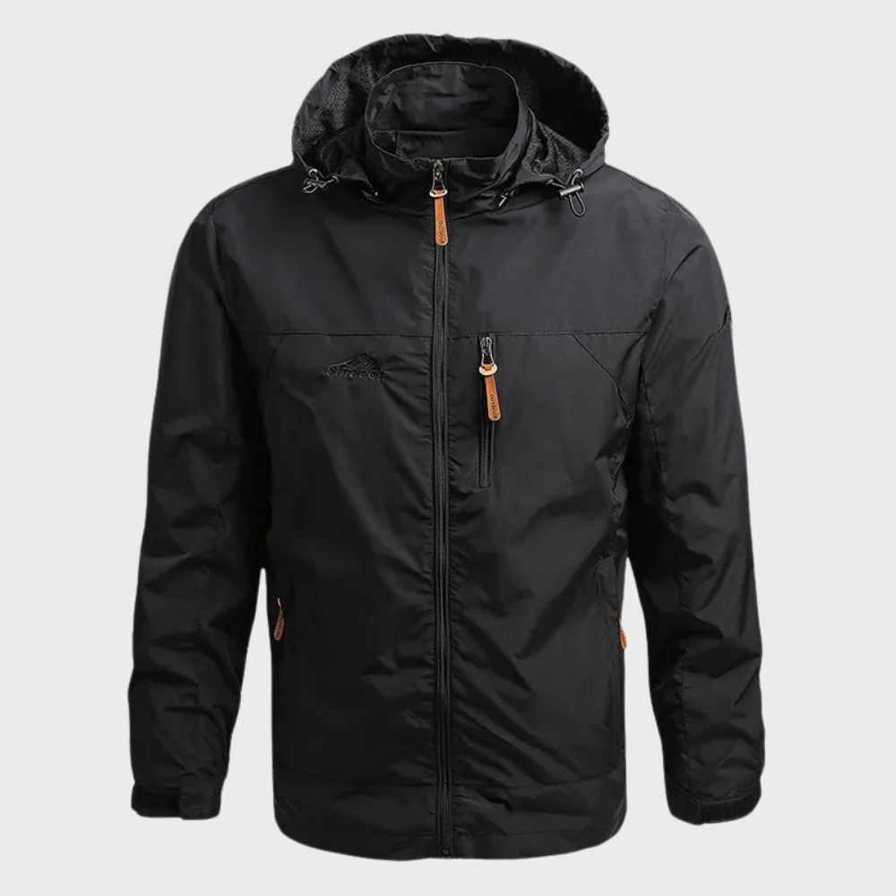 Men's waterproof all-season jacket, ideal for rain & wind. Durable ElementShield outerwear for ultimate comfort.
