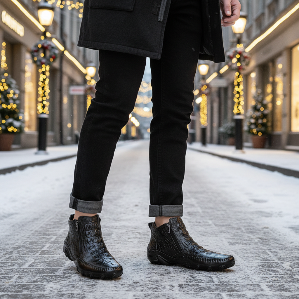 Men's waterproof Archie Chelsea winter boots with plush lining, side view