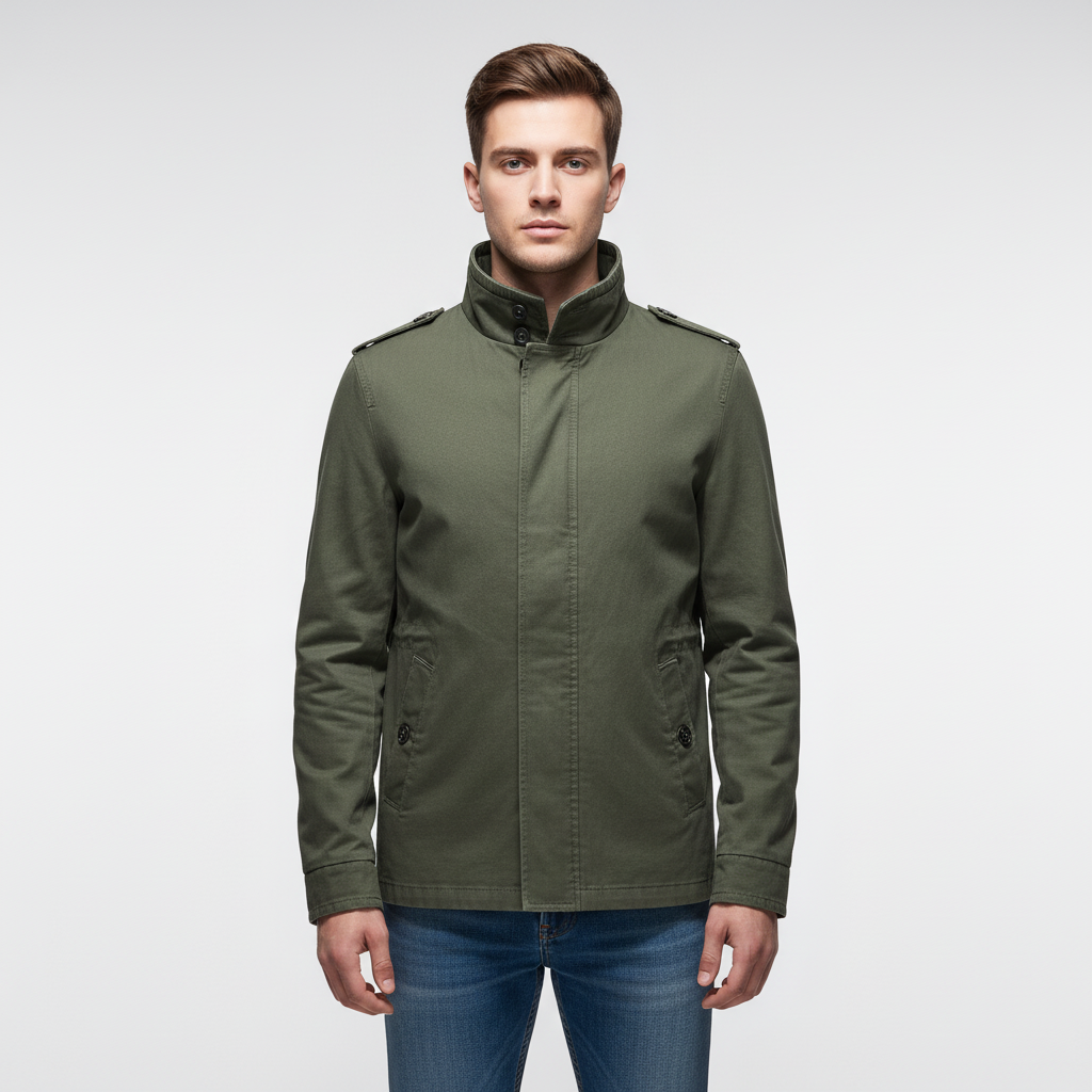 Close-up of waterproof men's outdoor cargo jacket Julian with durable fabric texture