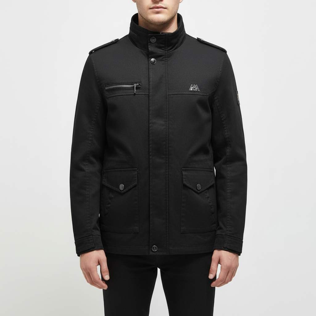 Back view of Julian men's waterproof cotton jacket, highlighting the comfortable fit