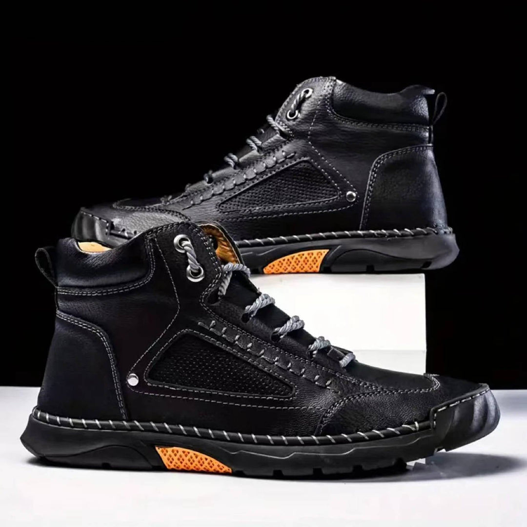 Men's waterproof hiking boots with arch support for comfortable outdoor adventures.