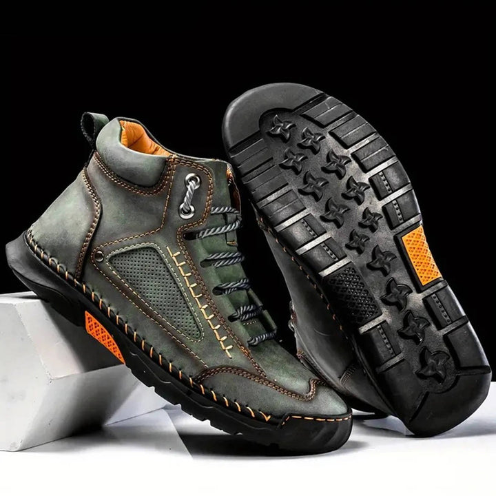 High-performance men's hiking boots, waterproof, with arch support for demanding outdoor adventures.