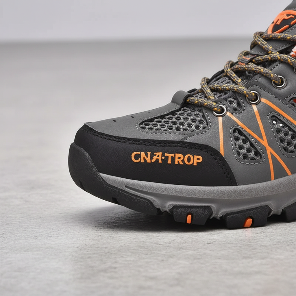 Close-up of William men's waterproof hiking shoes, showing durable, all-weather upper material