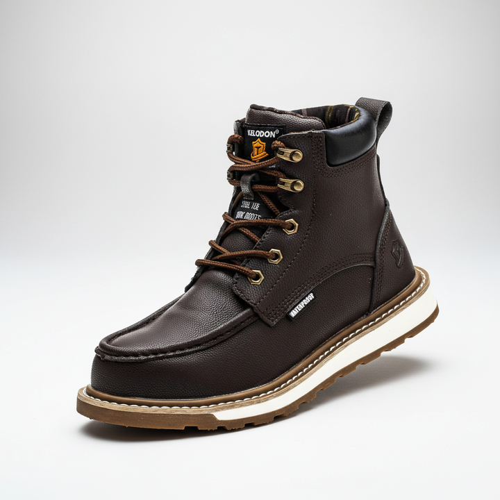 Durable men's waterproof leather sneakers, non-slip, designed for work and cold weather