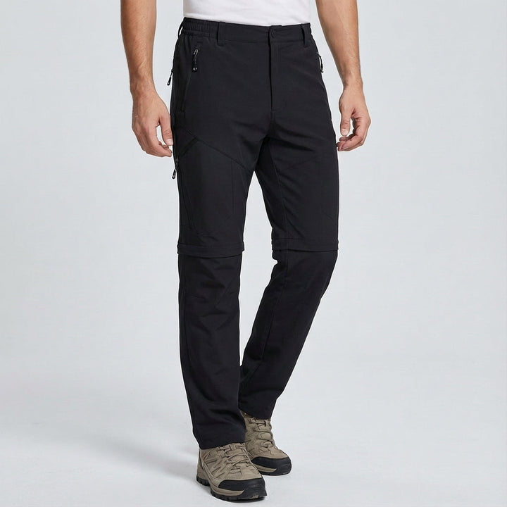 Convertible men's hiking pants, waterproof and quick-dry, perfect for varied outdoor conditions.