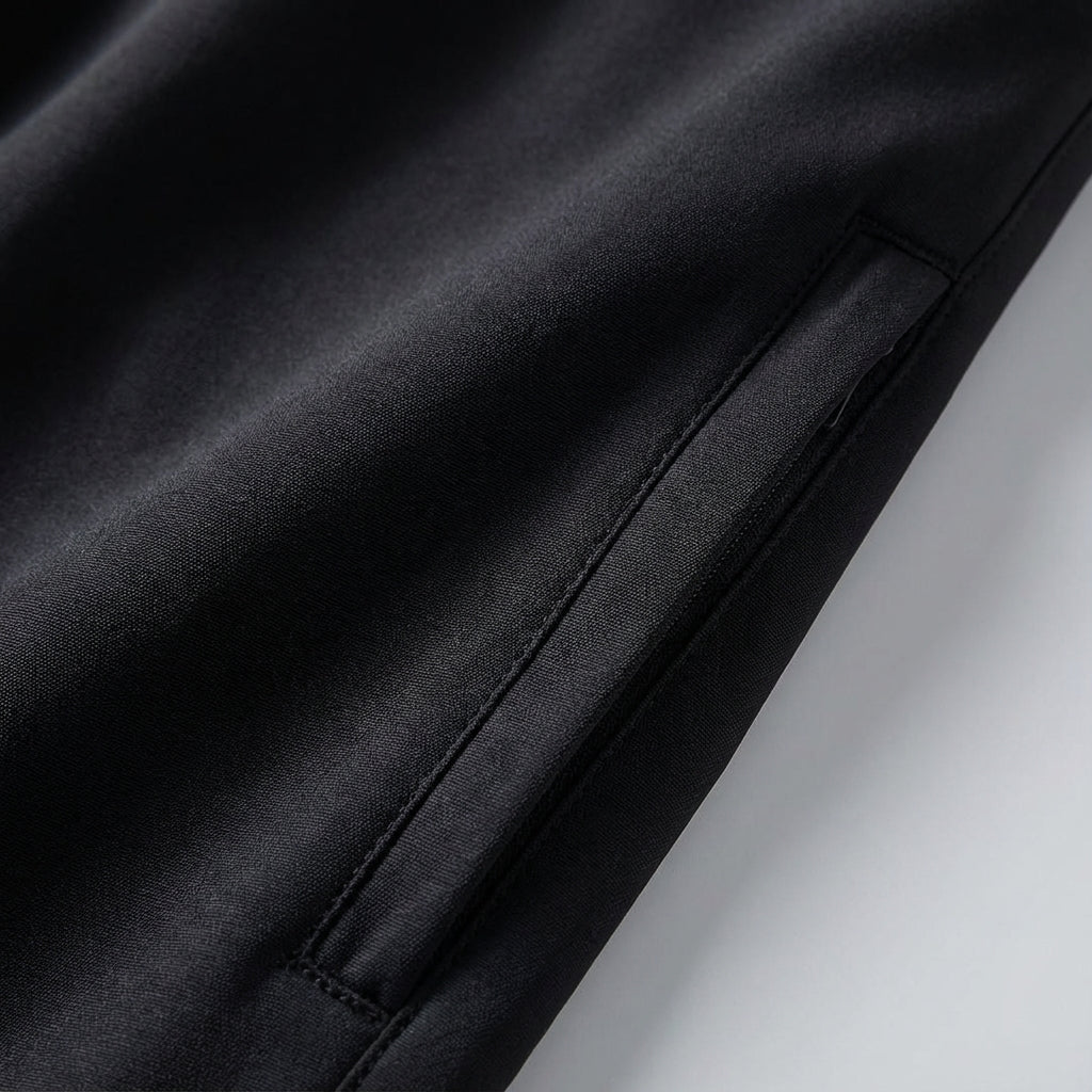 Close-up of the durable, stretch fabric on Rex men's waterproof hiking trousers, great for trekking.
