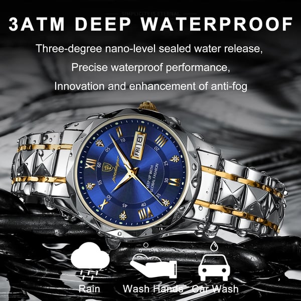 Elegant men's luxury dress watch with luminous display, waterproof, perfect for business.