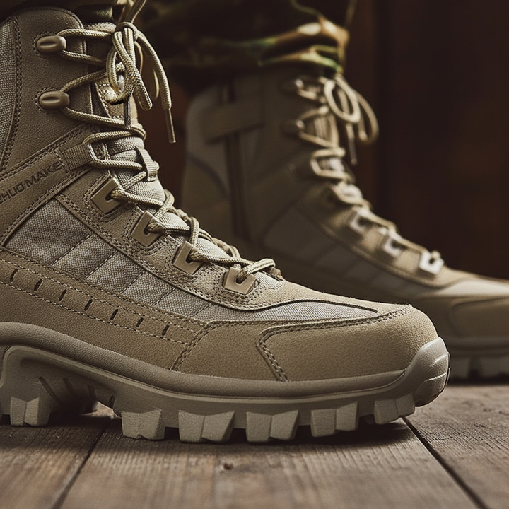 Sean men's waterproof tactical boots, offering comfort and non-slip traction for outdoor footwear.