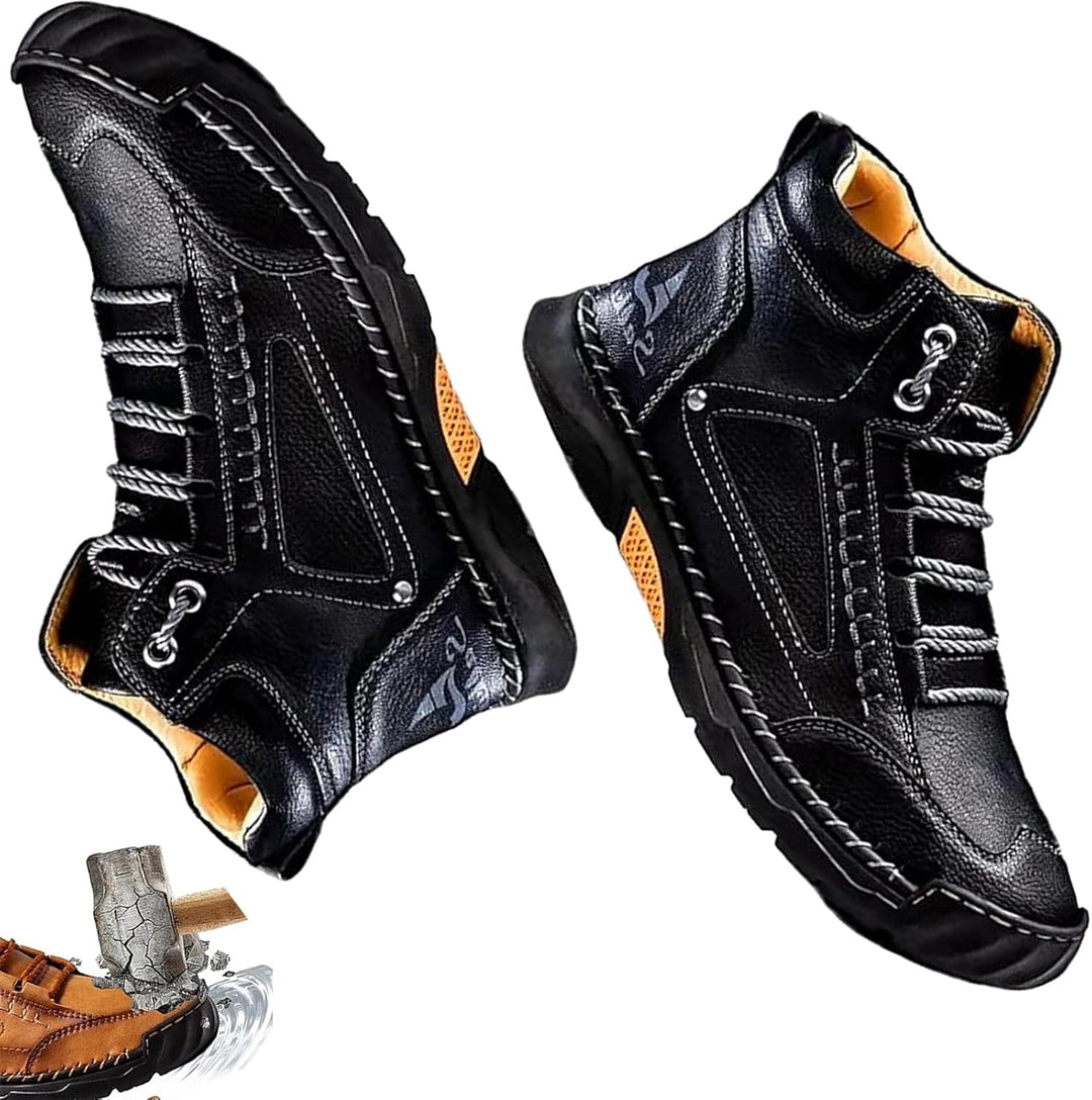 Studio shot of Renvar men's waterproof orthopedic boots, arch support, non-slip, clean design