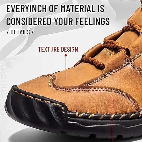 Close-up of Renvar men's waterproof orthopedic boots, arch support, non-slip, comfort footwear, side view