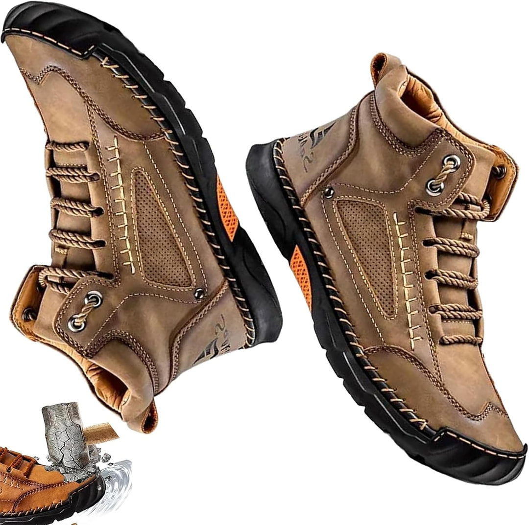 Side profile of Renvar men's waterproof orthopedic boots showing high ankle support and non-slip sole