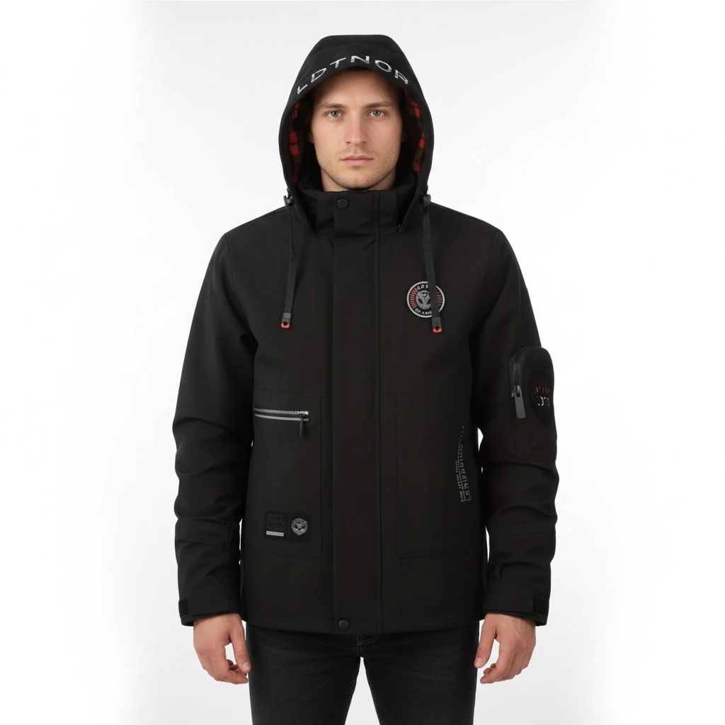 Vincent men's durable waterproof outdoor jacket in dark color, perfect for activewear and varied weather.