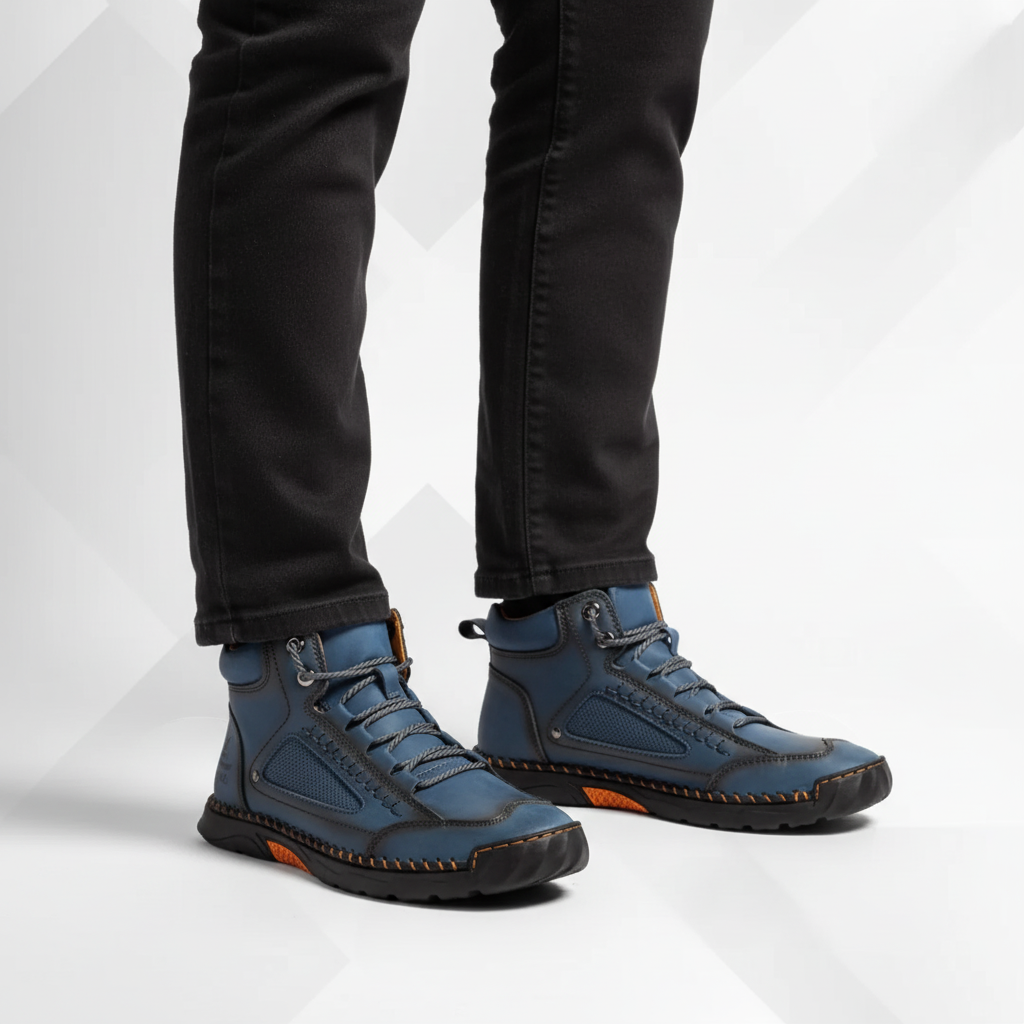 Pair of black men's waterproof Sidney ankle boots, featuring a comfortable flexible sole for all-day wear