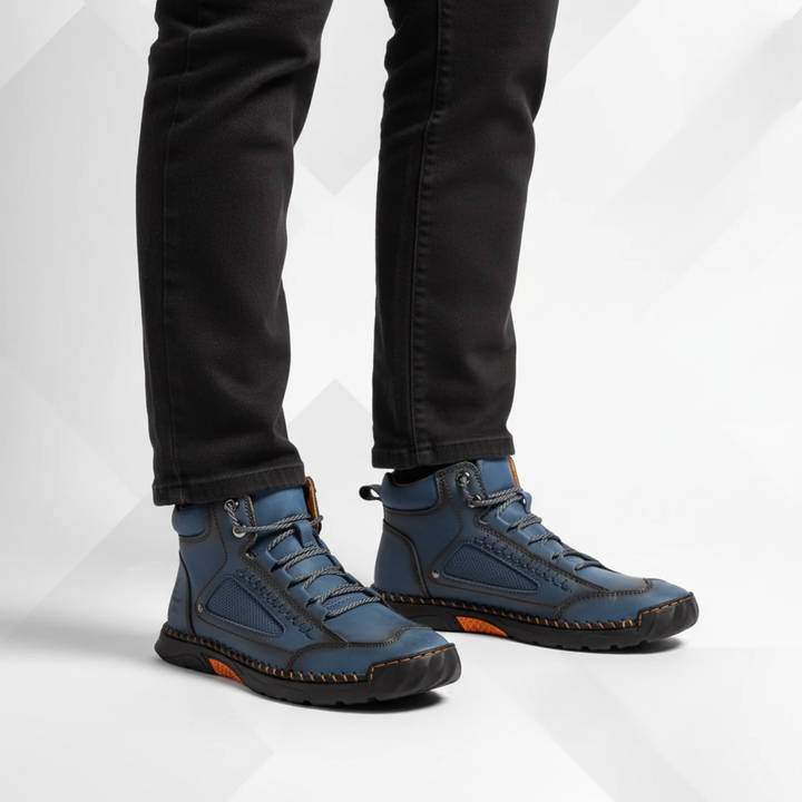 Pair of black men's waterproof Sidney ankle boots, featuring a comfortable flexible sole for all-day wear