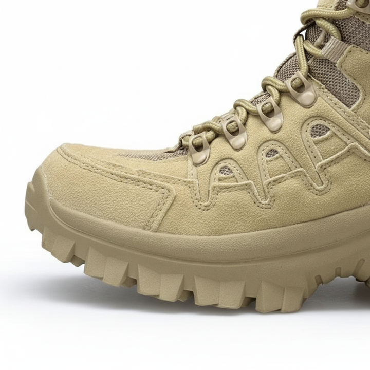 Pair of men's waterproof tactical hiking boots, ideal lightweight outdoor footwear