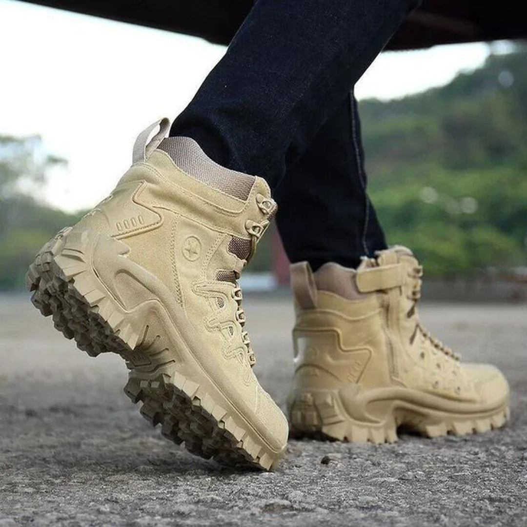 Men's black waterproof tactical combat boots, durable and breathable for all weather