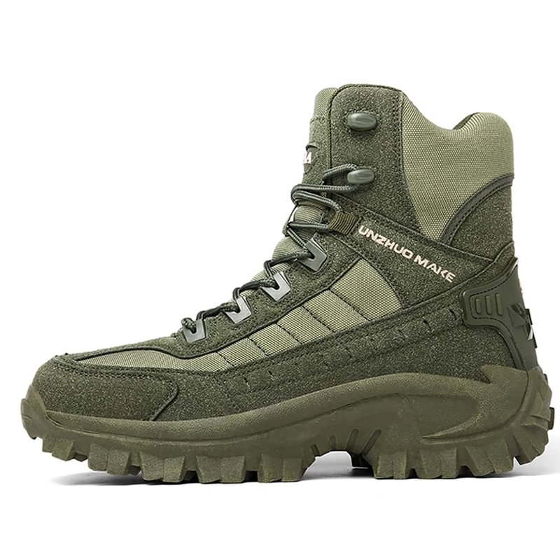 All-Terrain Work Boots: Men's waterproof tactical boots, anti-puncture sole, non-slip, reliable for any outdoor job.