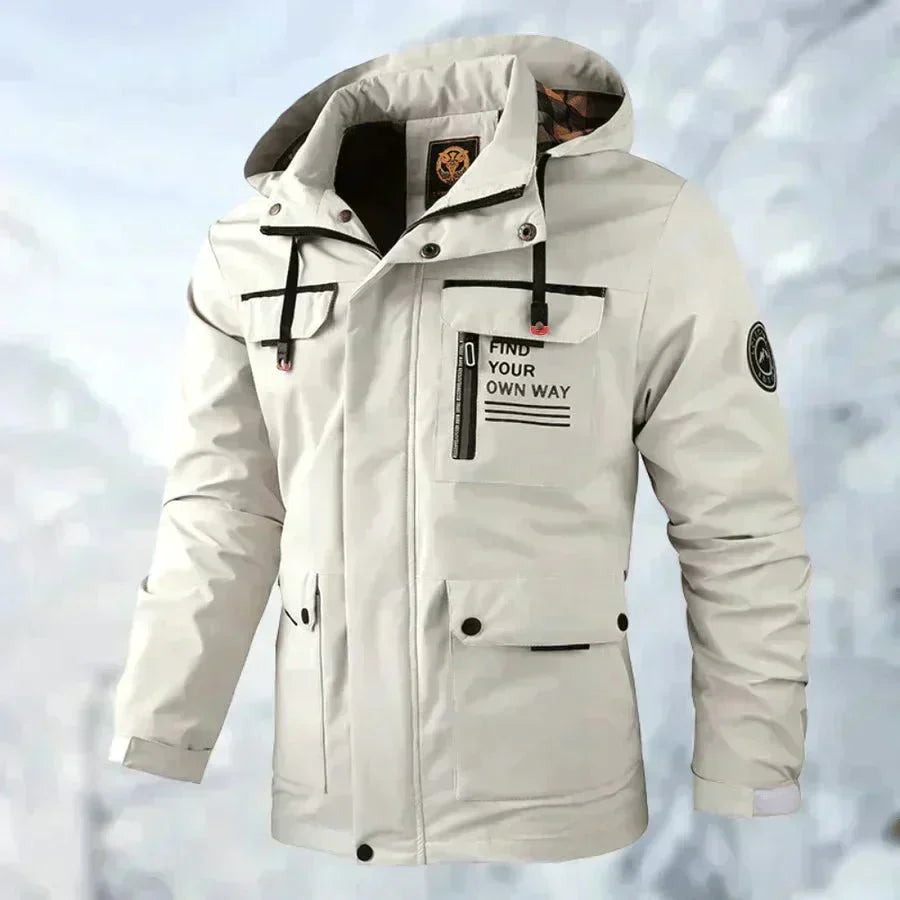 Men's waterproof winter jacket for ultimate warmth & dryness. Perfect cold weather outdoor gear.