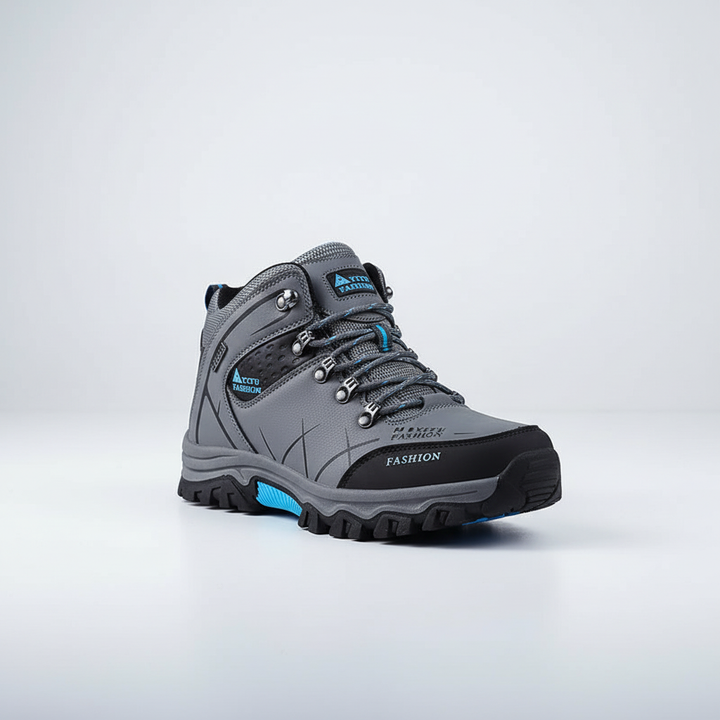 Stefan men's waterproof winter sneakers, black with red accents, for cold weather.