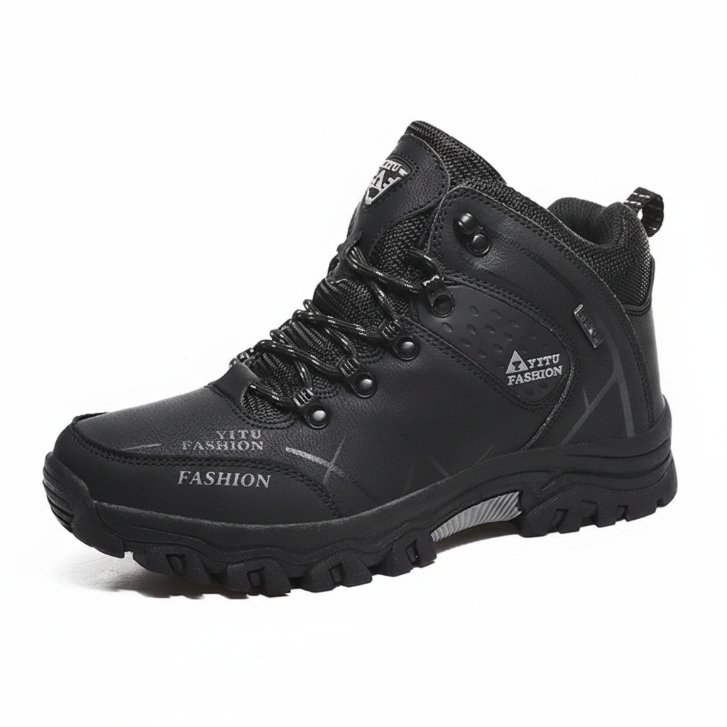 Durable men's winter sneakers, waterproof and warm, suitable for cold climates.