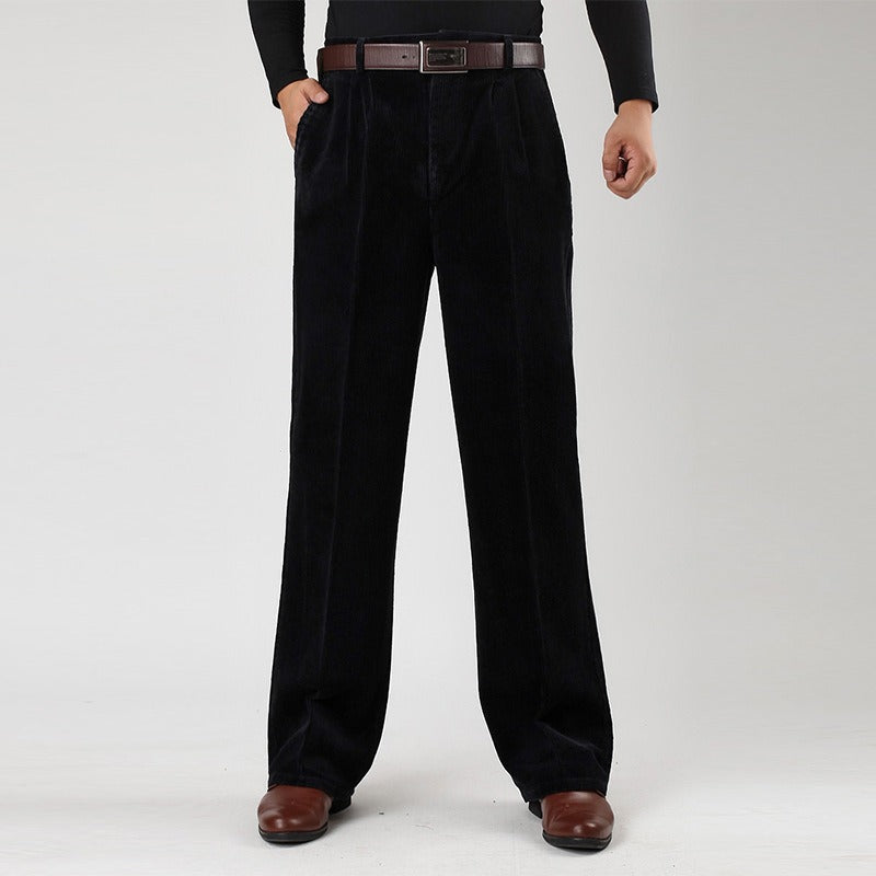 Westford Men's Corduroy Trousers. Stylish smart casual pants, essential for comfortable fall & winter outfits.