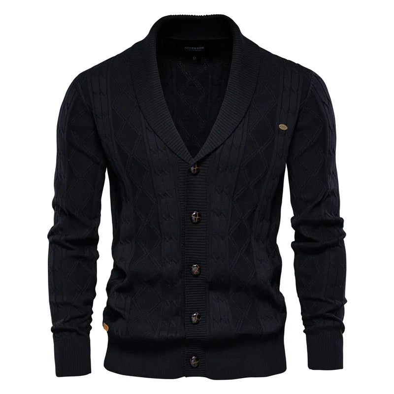 Elegant men's Wexford Shawl Collar Sweater, comfortable knit with a tailored fit for sophisticated wear.