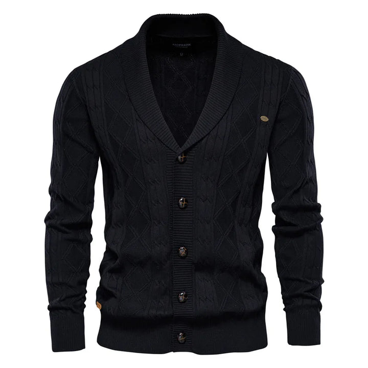 Elegant men's Wexford Shawl Collar Sweater, comfortable knit with a tailored fit for sophisticated wear.
