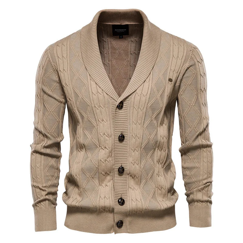 Men's Wexford Shawl Collar Sweater, blending classic style with comfort, perfect for versatile men's fashion.
